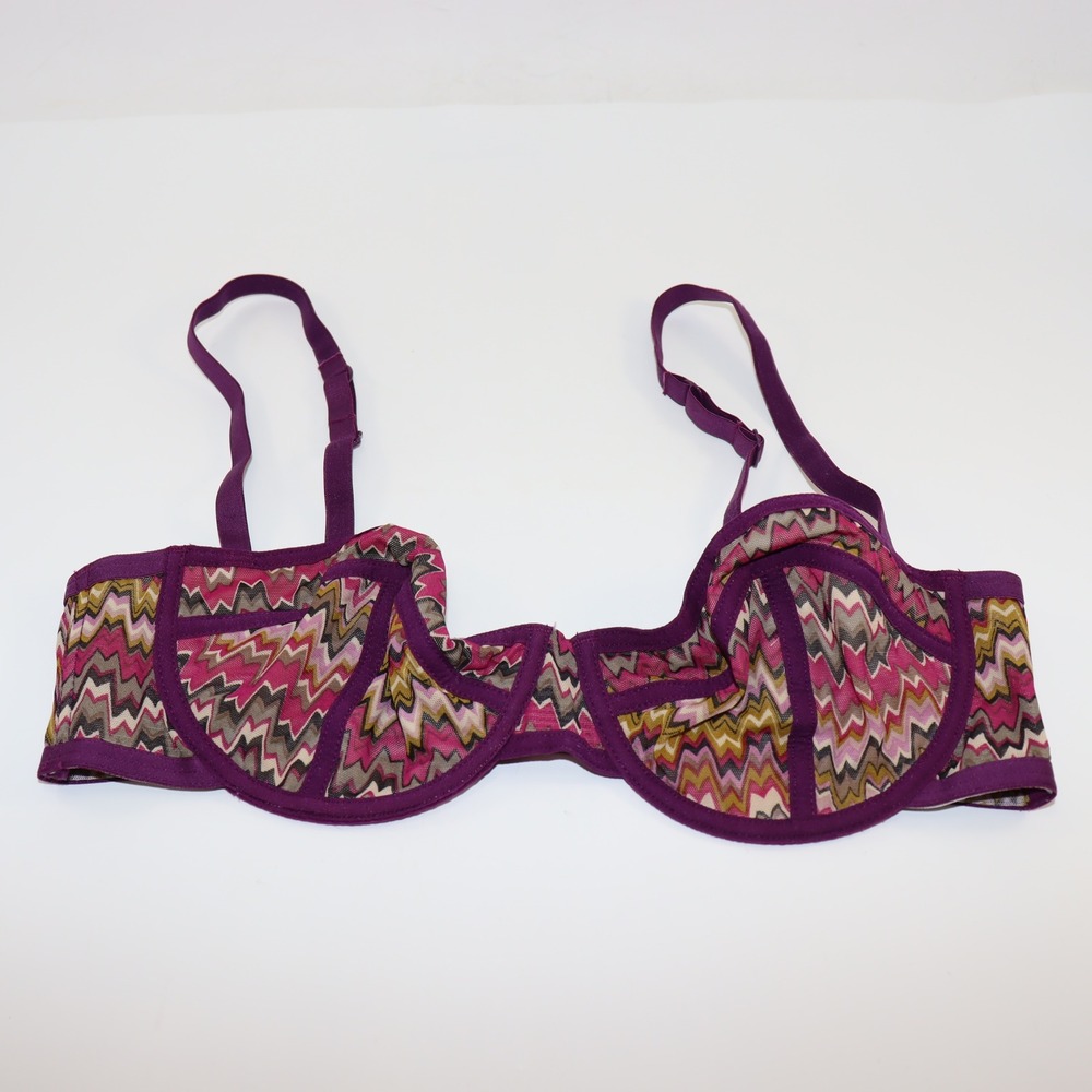 Missoni for Target Bra 34B Purple Zig Zag Balconette Lingerie Underwire